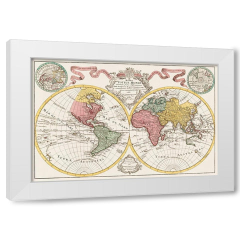 A map of the world 1775 White Modern Wood Framed Art Print by L isle, de Guillaume