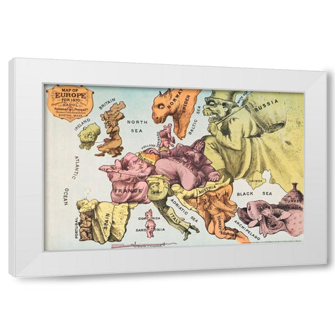 War Map of Europe As seen through French eyes White Modern Wood Framed Art Print by Hadol, Paul