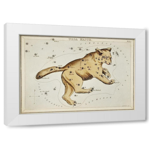 Astronomical chart illustration of the Ursa Major White Modern Wood Framed Art Print by Hall, Sidney