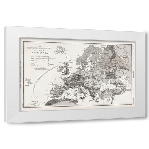 Geology-The Principal Features of Europe Geological 1820 White Modern Wood Framed Art Print by Goldsmith, Oliver