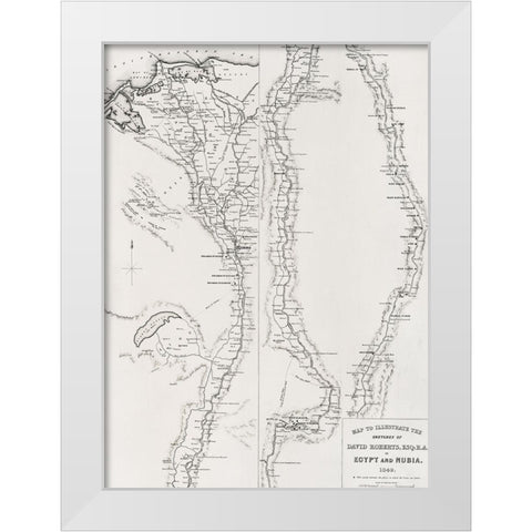 Map to the sketches in Egypt and Nubai illustration White Modern Wood Framed Art Print by Roberts, David