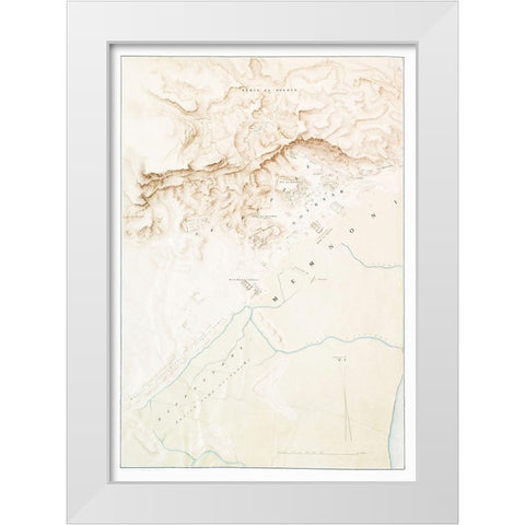 Topographic map of the ruins of Thebes White Modern Wood Framed Art Print by d Avennes, Emile Prisse