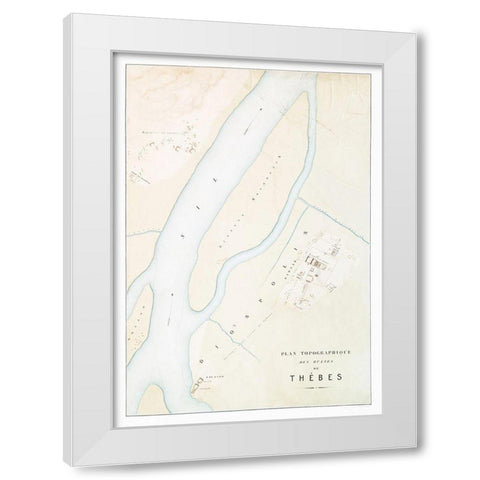 Topographic map of the ruins of Thebes White Modern Wood Framed Art Print by d Avennes, Emile Prisse