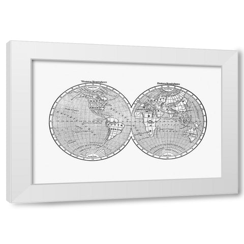 World map from A System of Geography-for the use of Schools 1860 White Modern Wood Framed Art Print by Morse, Sidney Edwards