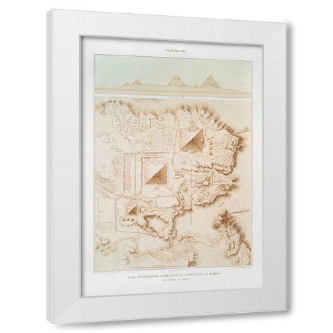 Topographic map of part of the Memphite Necropolis 1878 White Modern Wood Framed Art Print by d Avennes, Emile Prisse