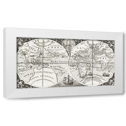 Grand voyages-Part VIII title page from Grand voyages 1596 White Modern Wood Framed Art Print by Bry, de Theodor