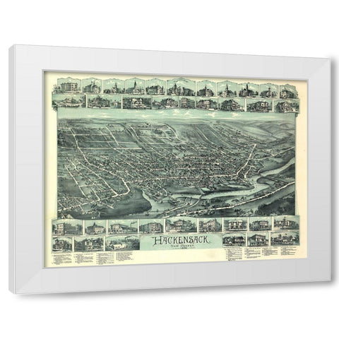 Hackensack-New Jersey 1896 White Modern Wood Framed Art Print by Vintage Places