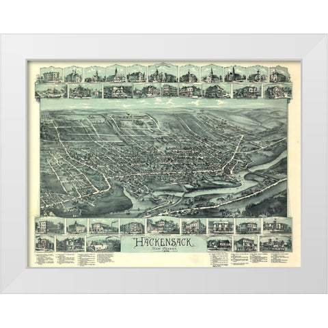 Hackensack-New Jersey 1896 White Modern Wood Framed Art Print by Vintage Places