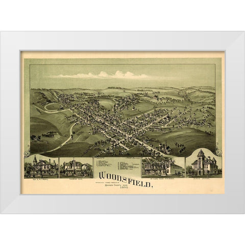 Woodsfield-Ohio 1899 White Modern Wood Framed Art Print by Vintage Places