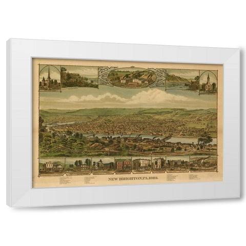 New Brighton-Pennsylvania 1883 White Modern Wood Framed Art Print by Vintage Places