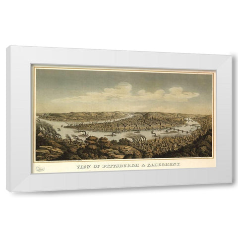 Pittsburgh and Allegheny Pennsylvania 1871 White Modern Wood Framed Art Print by Vintage Places