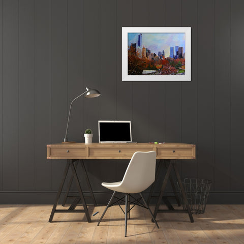 Fall in Central Park White Modern Wood Framed Art Print by Ghanooni, Sarah