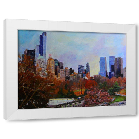Fall in Central Park White Modern Wood Framed Art Print by Ghanooni, Sarah