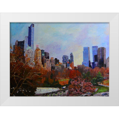 Fall in Central Park White Modern Wood Framed Art Print by Ghanooni, Sarah