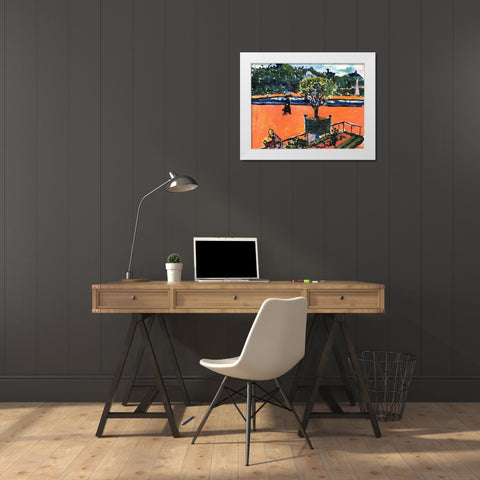 In the Luxembourg Gardens White Modern Wood Framed Art Print by Sayen, Henry Lyman