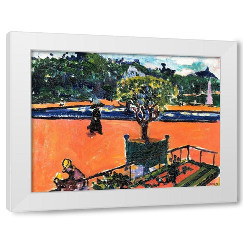 In the Luxembourg Gardens White Modern Wood Framed Art Print by Sayen, Henry Lyman