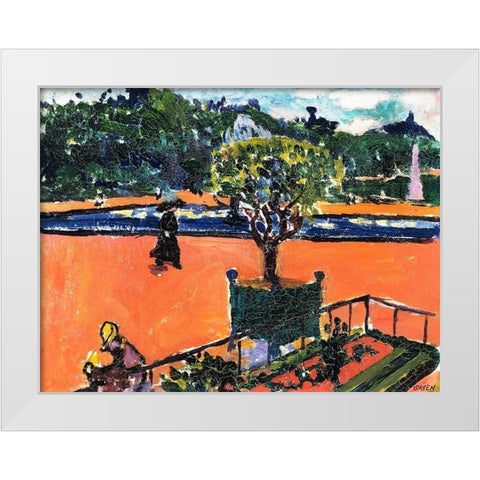 In the Luxembourg Gardens White Modern Wood Framed Art Print by Sayen, Henry Lyman