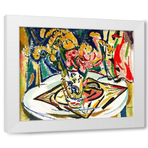 Flowers White Modern Wood Framed Art Print by Sayen, Henry Lyman