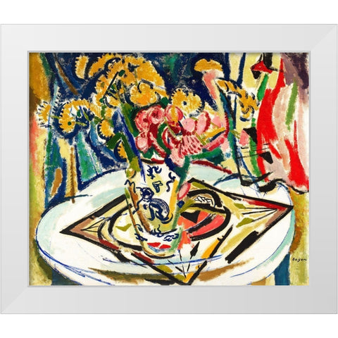 Flowers White Modern Wood Framed Art Print by Sayen, Henry Lyman