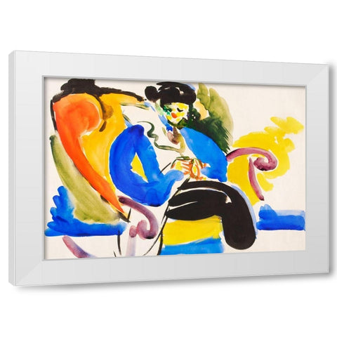 Calligraphic 2 Woman on Chair White Modern Wood Framed Art Print by Sayen, Henry Lyman