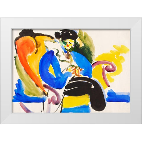 Calligraphic 2 Woman on Chair White Modern Wood Framed Art Print by Sayen, Henry Lyman