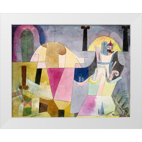 Black Columns in a Landscape White Modern Wood Framed Art Print by Klee, Paul