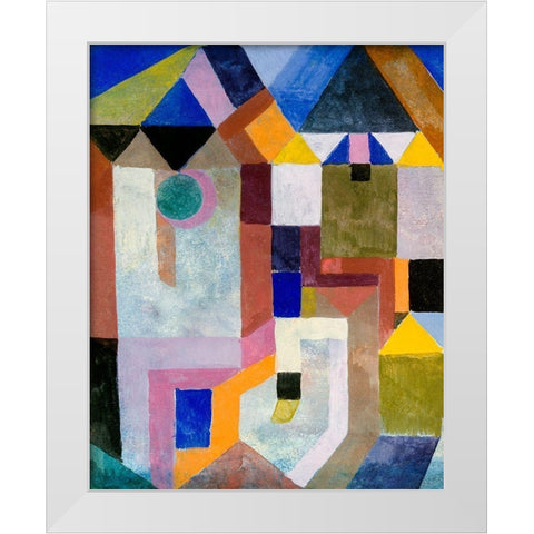 Colorful Architecture White Modern Wood Framed Art Print by Klee, Paul