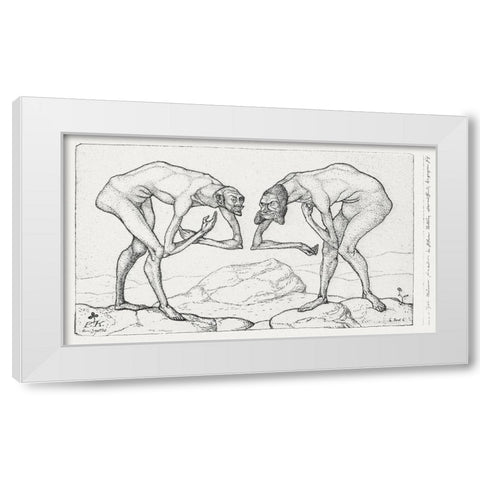 Two Men Meet-Each Believing the Other to Be of Higher Rank White Modern Wood Framed Art Print by Klee, Paul