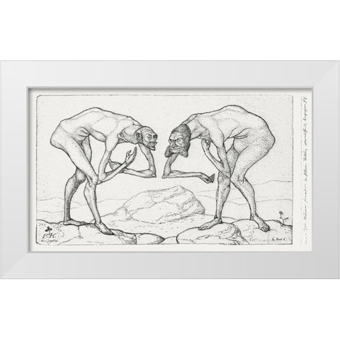 Two Men Meet-Each Believing the Other to Be of Higher Rank White Modern Wood Framed Art Print by Klee, Paul