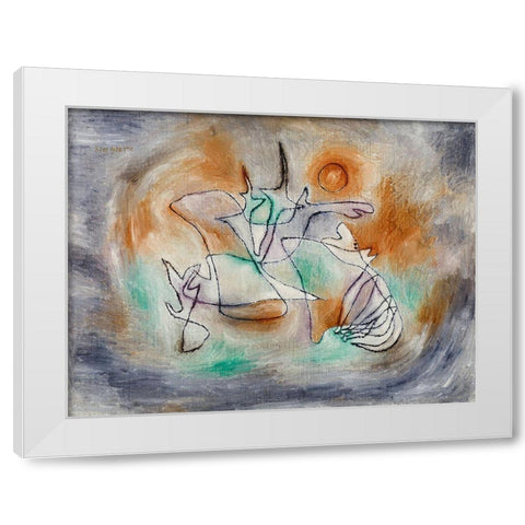 Howling Dog White Modern Wood Framed Art Print by Klee, Paul