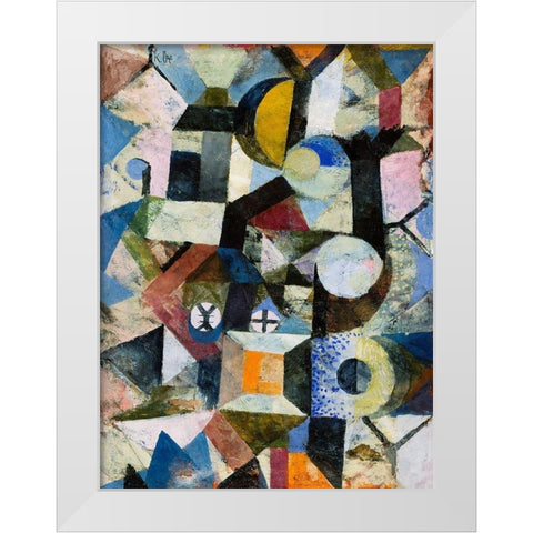 Composition with the Yellow Half-Moon and the Y White Modern Wood Framed Art Print by Klee, Paul