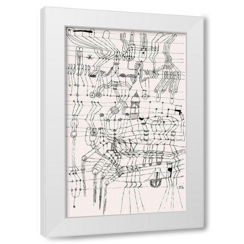 Drawing Knotted in the Manner of a Net White Modern Wood Framed Art Print by Klee, Paul
