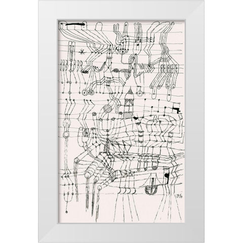 Drawing Knotted in the Manner of a Net White Modern Wood Framed Art Print by Klee, Paul