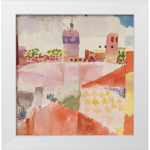 Hammamet with its Mosque 1914 White Modern Wood Framed Art Print by Klee, Paul