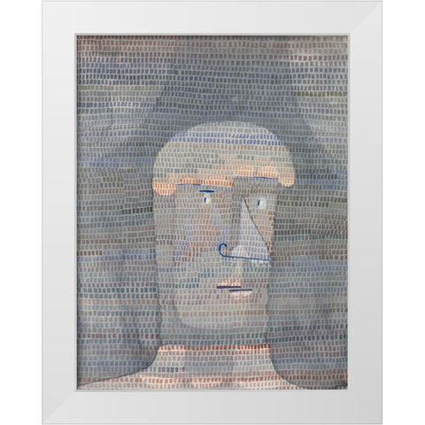 Athletes Head White Modern Wood Framed Art Print by Klee, Paul