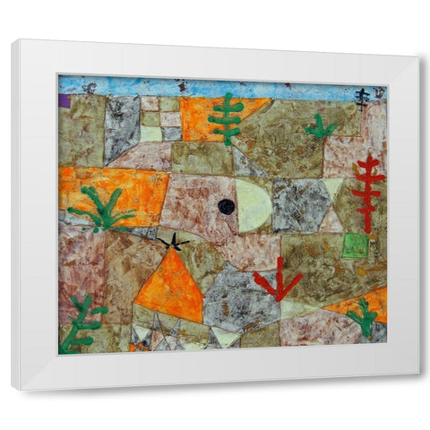 Gardens in the South White Modern Wood Framed Art Print by Klee, Paul