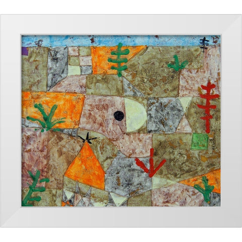 Gardens in the South White Modern Wood Framed Art Print by Klee, Paul