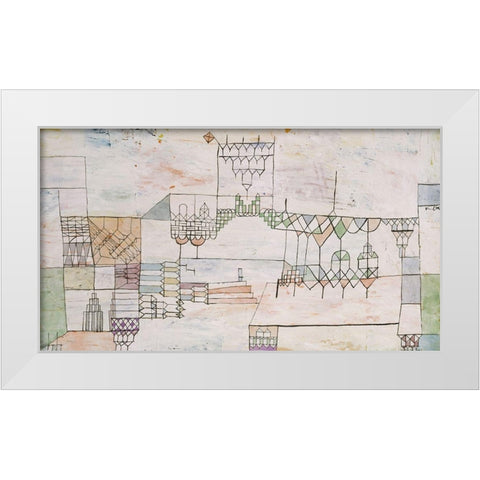 Great Hall for Singers White Modern Wood Framed Art Print by Klee, Paul