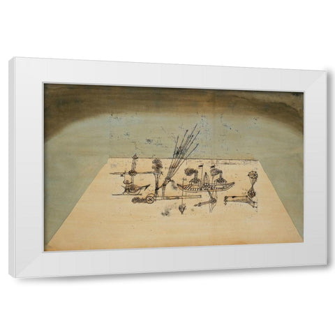 Yellow Harbor White Modern Wood Framed Art Print by Klee, Paul