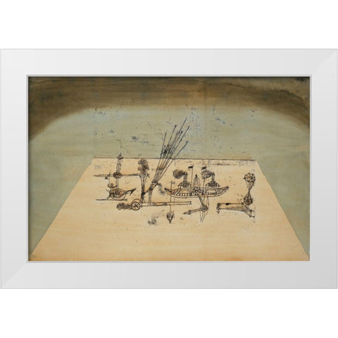Yellow Harbor White Modern Wood Framed Art Print by Klee, Paul