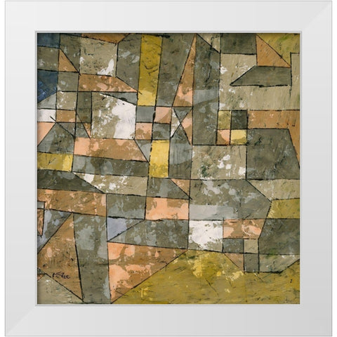 North German City White Modern Wood Framed Art Print by Klee, Paul