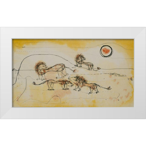 A Pride of Lions White Modern Wood Framed Art Print by Klee, Paul