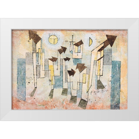 Mural from the Temple of Longing White Modern Wood Framed Art Print by Klee, Paul