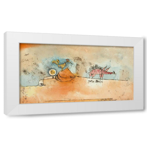 Where the Eggs and the Good Roast Come From White Modern Wood Framed Art Print by Klee, Paul