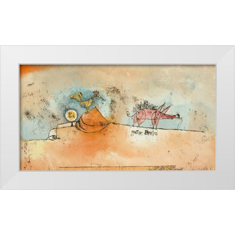 Where the Eggs and the Good Roast Come From White Modern Wood Framed Art Print by Klee, Paul