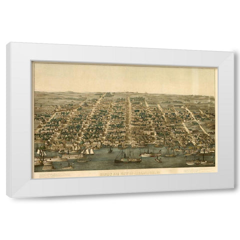 Birds Eye View of Alexandria Virginia 1863 White Modern Wood Framed Art Print by Vintage Places