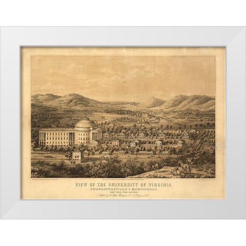 University of Virginia 1856 White Modern Wood Framed Art Print by Vintage Places
