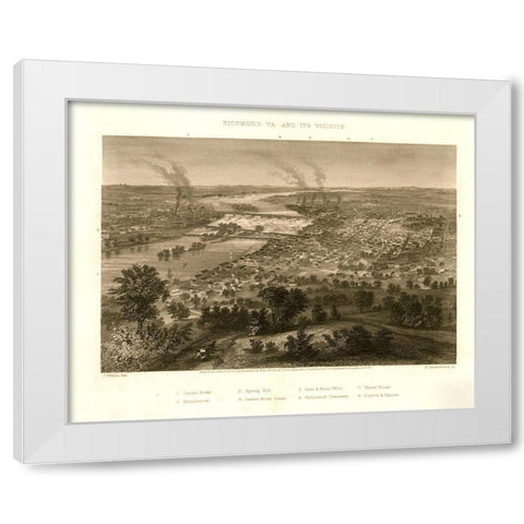 Richmond Virginia and Vicinity during the Civil War 1863 White Modern Wood Framed Art Print by Vintage Places