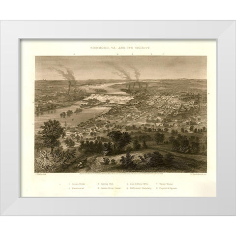 Richmond Virginia and Vicinity during the Civil War 1863 White Modern Wood Framed Art Print by Vintage Places