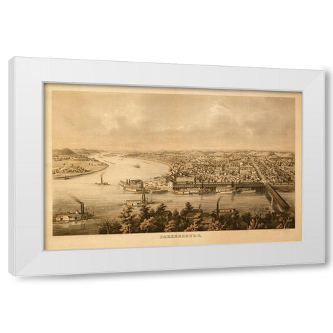 Parkersburg West Virginia 1861 White Modern Wood Framed Art Print by Vintage Places